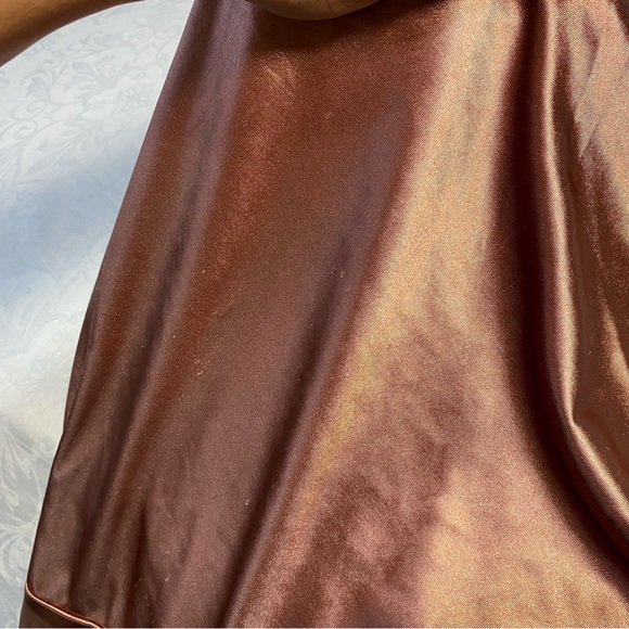 Drapey Cowl Neck Bodysuit Silky Shiny Rose Sleeveless Top Blouse Dressy Wom Sm - Picture 7 of 15